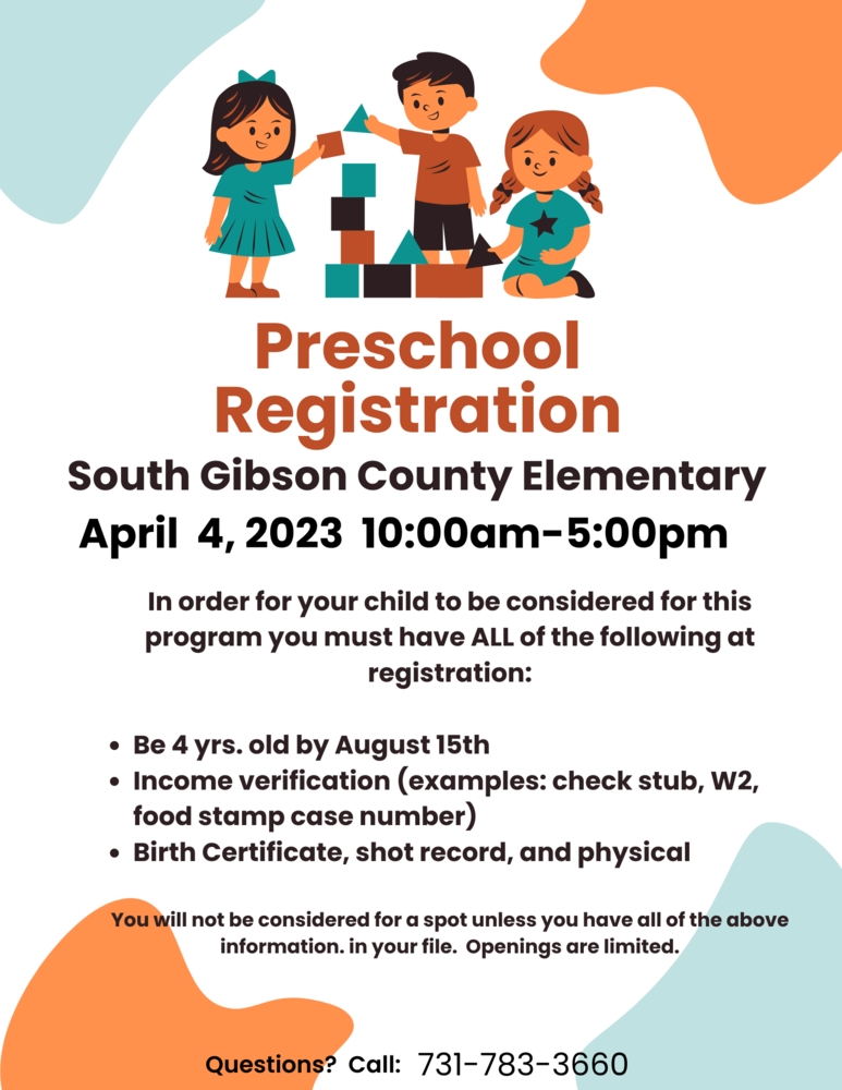 SGCES Preschool Registration