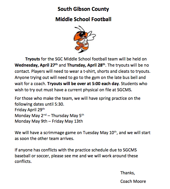 Football Tryout Info