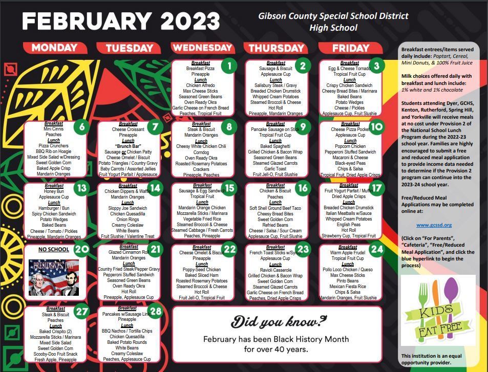 feb menu